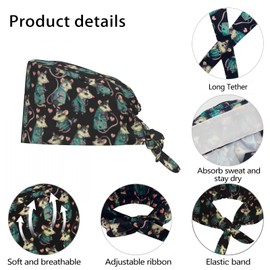 Opossums Adjustable Working Caps with Sweatband Scrub Hats Surgical Headgear for Women/Men
