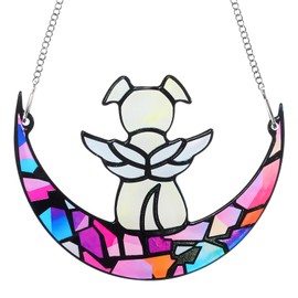 Acrylic Rainbow Dog Memorial Gifts for Dog Lovers, Stained Glass Angel Wings Window Rainbow Hangings Suncatcher Pet Memorial Gifts Sympathy Bereavement Gift Passing Away Remembrance Wall Art Decor