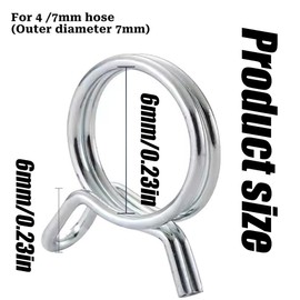 100Pcs 1/4" Irrigation Hose Clamps, Stainless Steel Double Line Hose Tube Spring Clips, Drip Irrigation Kit Connector Leak Clamp