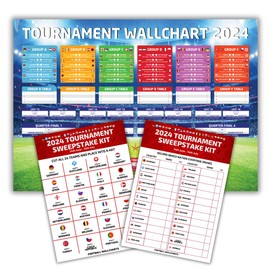Tournament Wallchart + Sweepstake Kit - Track and Follow The Full Schedule - Physical Sweepstake With Team Sheet Ideal For Offices, Schools, Bars and Family Fun (1X Wallchart + Sweepstake (A2))