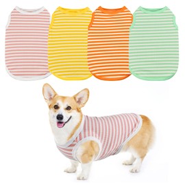 Vehomy 4Pcs Dog Stripe Shirts Dog Stretchy Vest Shirt Puppy Kitten Soft Cotton Tank Top Dog Cat Shirt Sleeveless Clothes for Small Medium Dogs XXL
