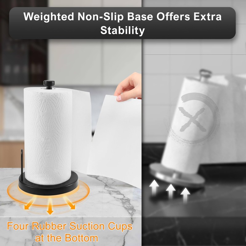 Veumoie Paper Towel Holder Countertop, Paper Towel Stand with Ratchet