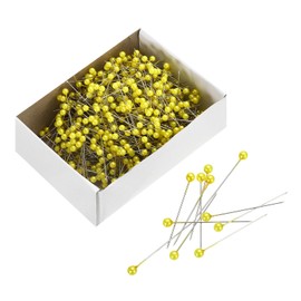 sourcing map Sewing Pins 800pcs Round Pearl Head Dressmaking Corsage Pins Straight Pins for Wedding Sewing Decoration DIY Craft, Yellow