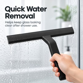 Silicone Shower Squeegee for Glass Doors, Windows & Mirrors – Easy Water Removal with Built-In Hanging Hook for Daily Cleaning