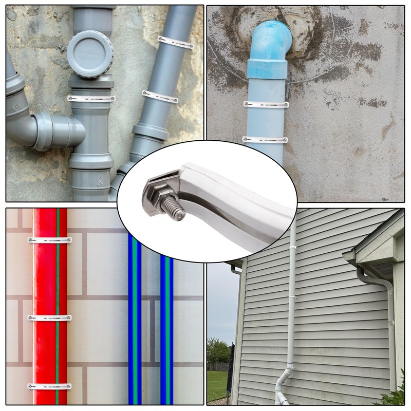 2 Sets 4 Inch Adjustable Pipe Bracket Heavy Duty Adjustable