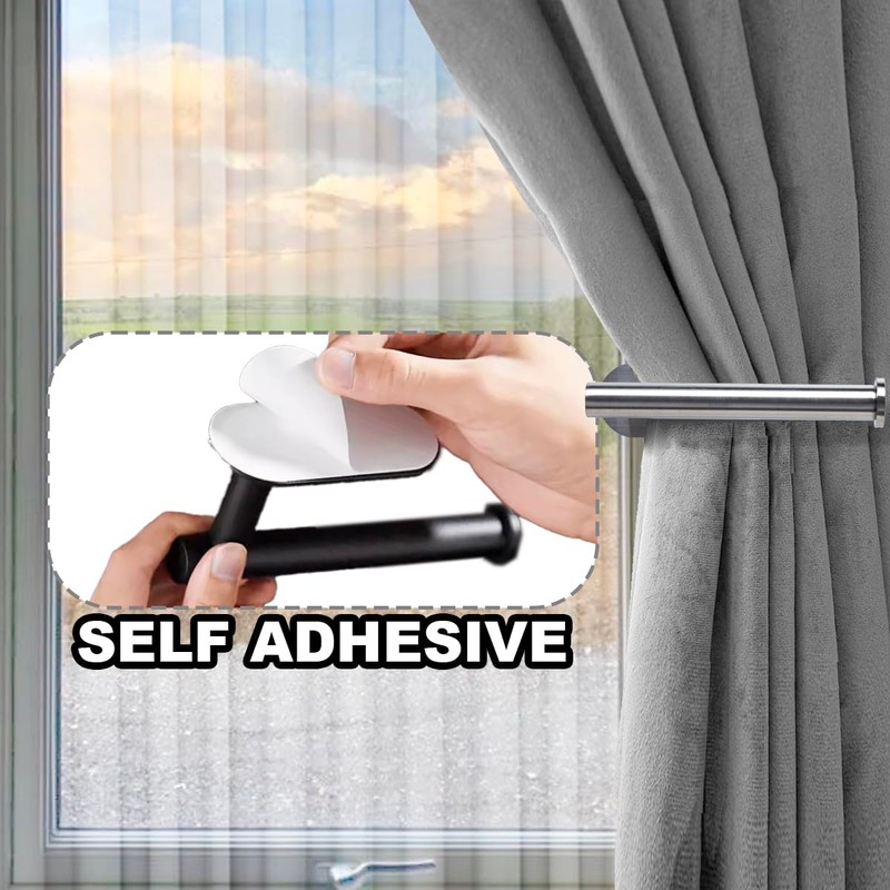 Metal Curtain Holdbacks - Self-Adhesive Curtain Pull Backs, Curtain Hooks