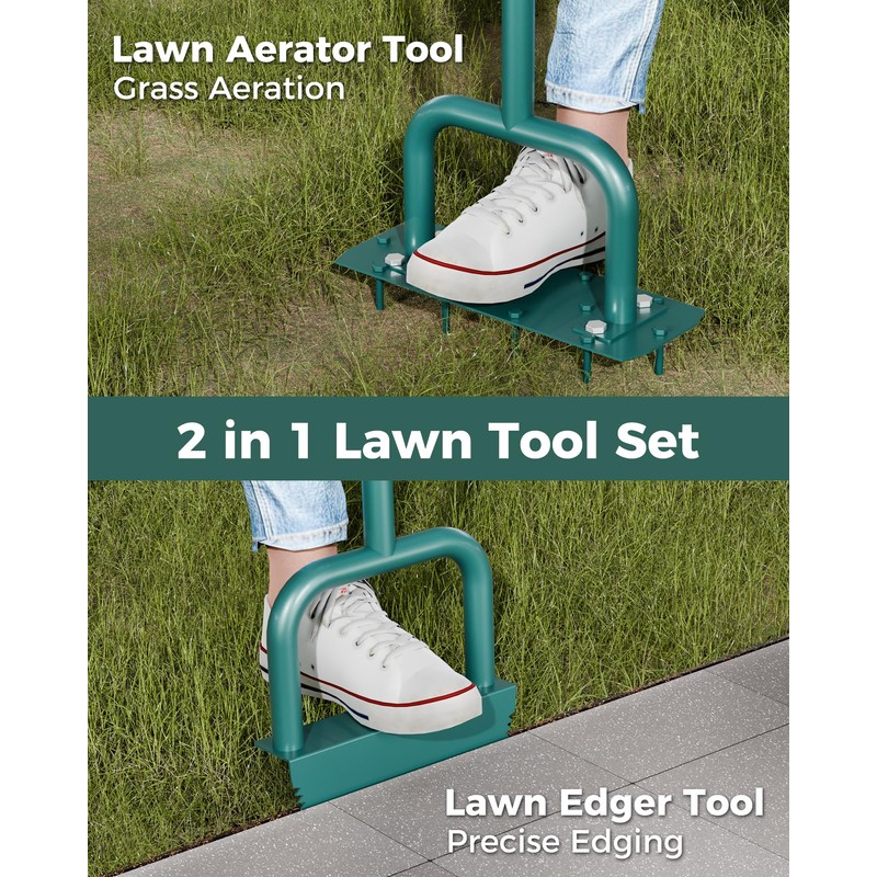JivaJot Lawn Aerator Tool and Edger Tool, 2 in 1