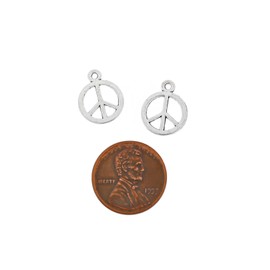 Bohemian Findings 20 Peace Sign Charms Antique Silver Tone 2 Sided - SC4452