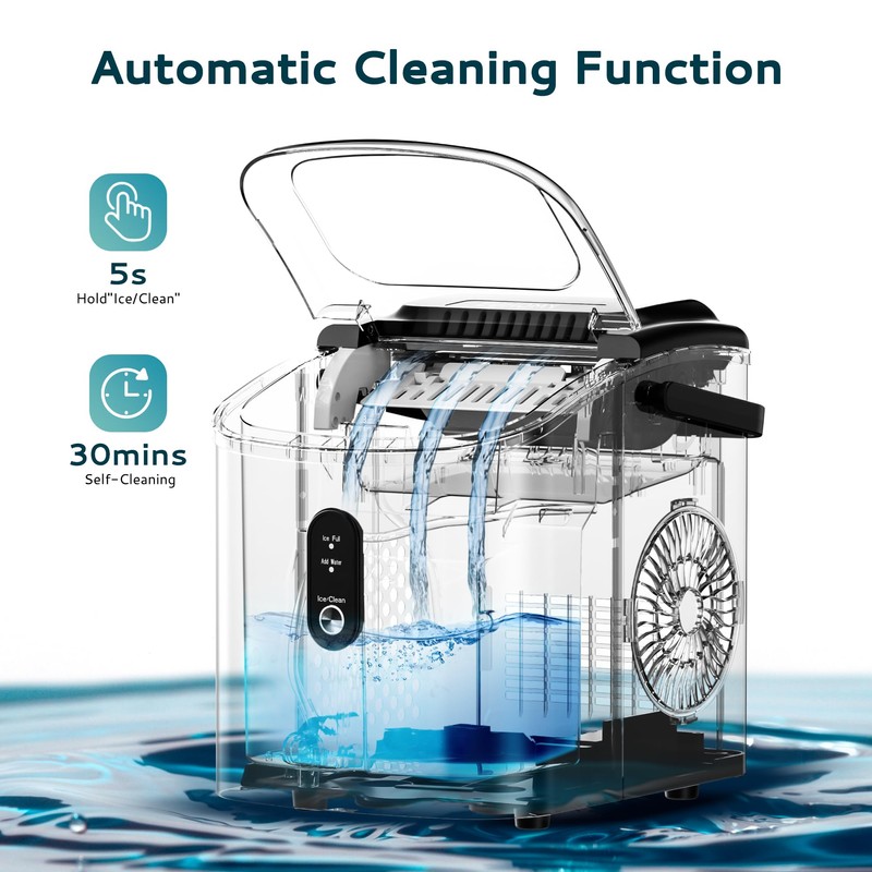 EUHOMY Ice Maker Countertop, Portable Ice Machine with Carry Handle,