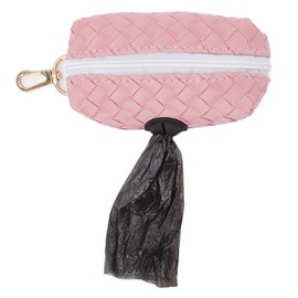 minifinker Dog Garbage Bag Dispenser, Matte PU Zipper Waste Bag Dispenser for Dogs for Outdoor Use (Sakura Pink)