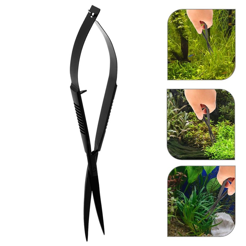 AIMALL quarium Grass Tank Trimming Shears - Black Stainless Steel