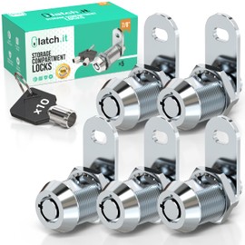 LATCH.IT 5-Pack RV Storage Locks 7/8" | 100% Metal Cam Lock for Cabinets, Toolboxes & RV Storage Doors | 10 Keys Included | RV Compartment Locks | Check Fitment Image Before Purchasing