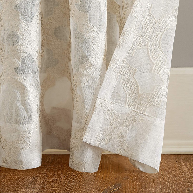 No. 918 Yvette Trellis Jacquard Sheer Rod Pocket Curtain Panel,