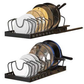 Extensible Kitchen Storage Rack Suitable for Pots Pans Dishes and Tableware Kitchen Storage Rack Metal Storage Rackcolor: Black