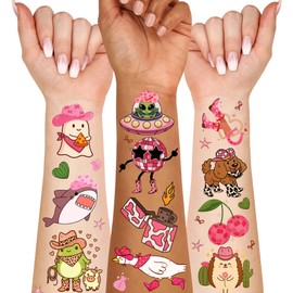 Cowgirl Pre-Cut Temporary Tattoos, 80+ Western Animal Disco Party Decorations - Disco Temporary Tattoos Theme Birthday Party, Cowgirl Party Favors, Pink Disco Cowgirl Outfit, Gifts for Cowgirls Lover