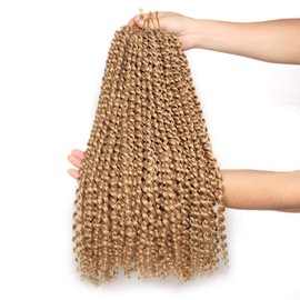 Leeven 24 Inch 7 Packs Water Wave Passion Twist Crochet Hair Blonde Hot Water Setting Synthetic Passion Twists Crochet Braids Hair for Butterfly Locs 126 Strands 27#