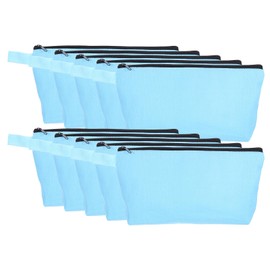 sourcing map Canvas Makeup Bags, 10 Pcs Travel Cosmetic Bags Bulk, Multipurpose Plain Toiletry Zipper Pouches Blank DIY Craft Bags Pencil Bag for Women Teens, Light Blue