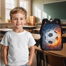 Wnbucioht Football Backpack for School Boys Kids Bookbag Children Back to School Daypack Flame Soccer Print Rucksack Kindergarten Satchel Preschool Book Bags