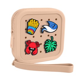 BestStone Small Silicone Pouch for Purse – Portable Organizer Bag, Holds Lipsticks, Coins, Travel Accessories, Waterproof Zipper Pouch, Small Makeup Bag(Peach)