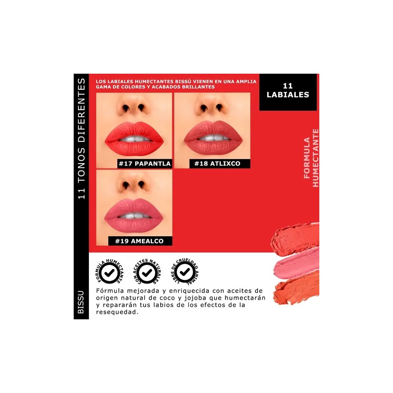 Kit Set 11 Labiales Bissu Humectante Tonos Rojos