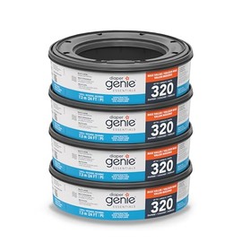 Diaper Genie Essentials Round Refill 4-Pack | Holds Up to 1280 Newborn Diapers | Features Unscented Continuous Film | Compatible with Diaper Genie Com