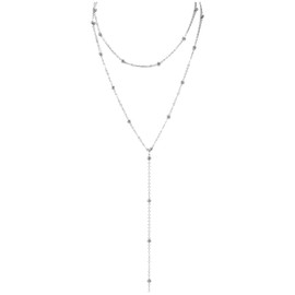 Difistik Long Layered Gold Necklace for Women, Dainty Long Necklace Y-Shaped Pendant Necklace, Trendy Layered Beaded Chain Drop Necklaces, for Women Girls Valentine's Day Mother's Day
