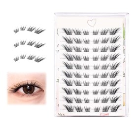 False Eyelashes, 10 Pairs, Partial False Eyelashes, No Glue, 3D Texture, Natural Specifications, Lightweight, Wearable, Durable Design, Won't Fall Off, Popular Design, Attaches in 1 Second, Easy to Put On and Take Off, Soft Bundles (03-Fox Motif)