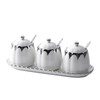 MilkyWay Set of 3 Ceramic Condiment Pots Sugar Bowl,Porcelain Sugar