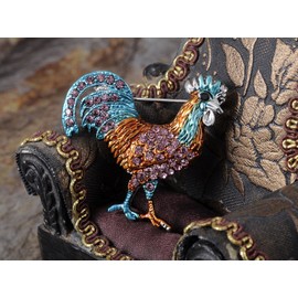 Alilang Colorful Crystal Rhinestone Rooster Cock Fashion Jewelry Pin Brooch