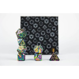 Let's Play Games LPG Dice Set - Metal RPG Leadlight Dazzle Dark