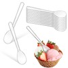Clear Disposable Dessert Spoons 100 pack Individually Wrapped Mini Tasting