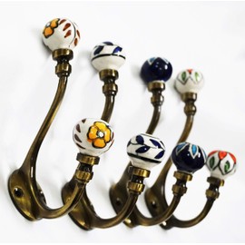 Set of 4 x Assorted Vintage Style Shabby Chic Ceramic Hook Door Coat Hooks by Ivoryblu777