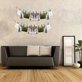 HZXMKB Photo Display Multiple Pictures,DIY Photo Frames Picture Hanging String,40 Pcs Plastic Clips and 2 Pcs Ropes for Cards Holder Organizer Collage,Peg Boards for Walls Family Photo Frames Decor