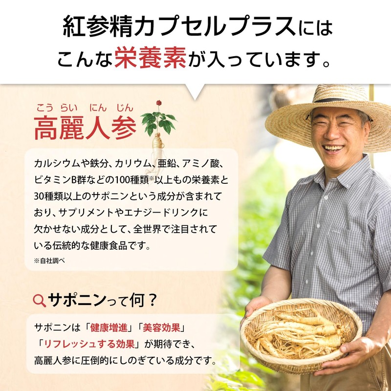 Shoukosho Red Ginseng Capsule Plus, Fine Ginseng Supplement, Korean Ginseng,