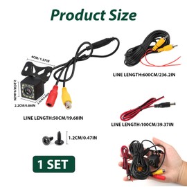 Car Backup Camera Reversing Camera with 12-LED Night Vision, Waterproof Reverse Camera for Car, Wide Angle Rear View Camera with Parking Guide Lines, Easy and Secure Installation