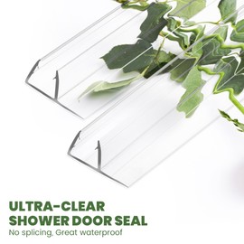 Shower Glass Door Seal Strip, 2 Pack 78 Inch Long Shower Door Side Bottom Seal Strip for 3/8" (10mm) Thick Glass Door, Shower Door Sweep to Stop Water Leaks