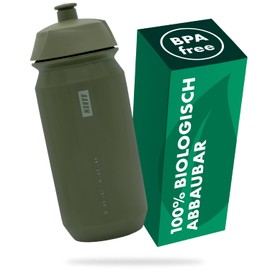 AARON ECO Water Bottle, 100% Biodegradable, 500 ml, Lightweight and Leak-Proof, Practical BPA-Free Water Bottle for Sports, Fitness, Hiking, Outdoor in Green