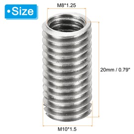 PATIKIL Thread Adapters Sleeve Reducing Nut, 6 Pcs M10*1.5 Male to M8*1.25 Female Repairing Insert Nut Screw Reducer Conversion Stainless Steel Fastener 20mm