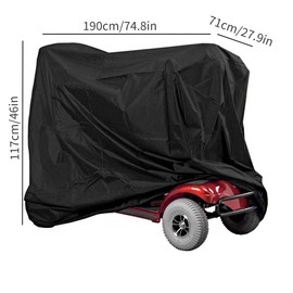 HAOHIZE Mobility Scooter Cover, Black 210t Polyester Elderly Mobility Scooter Storage Cover Prevent Rain Wind Dust Sun Wheelchair Mobility Scooter Cape Mobility Scooter Bag for Outside Storage