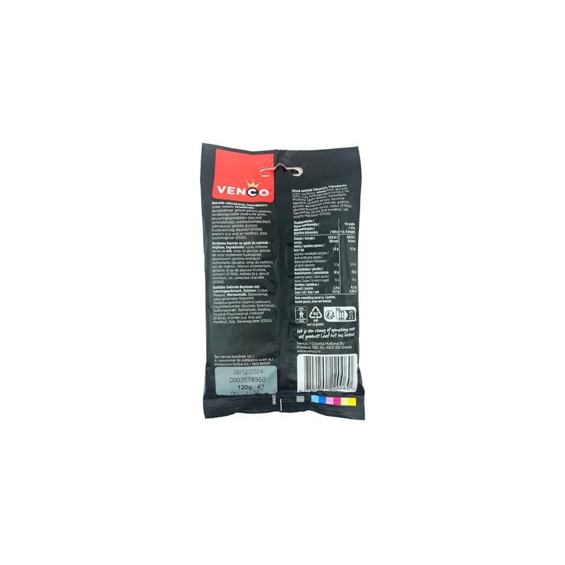 Venco Schoolkrijt Soft Sweet Licorice "Chalk" 120g Bag (Pack of