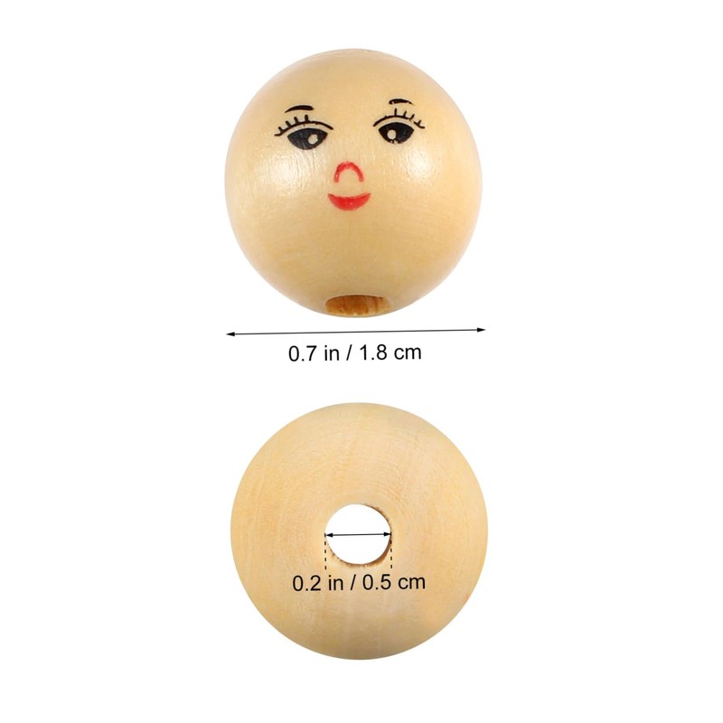 Gatuida 50Pcs Beads for DIY Crafts Round Craft Wood Beads