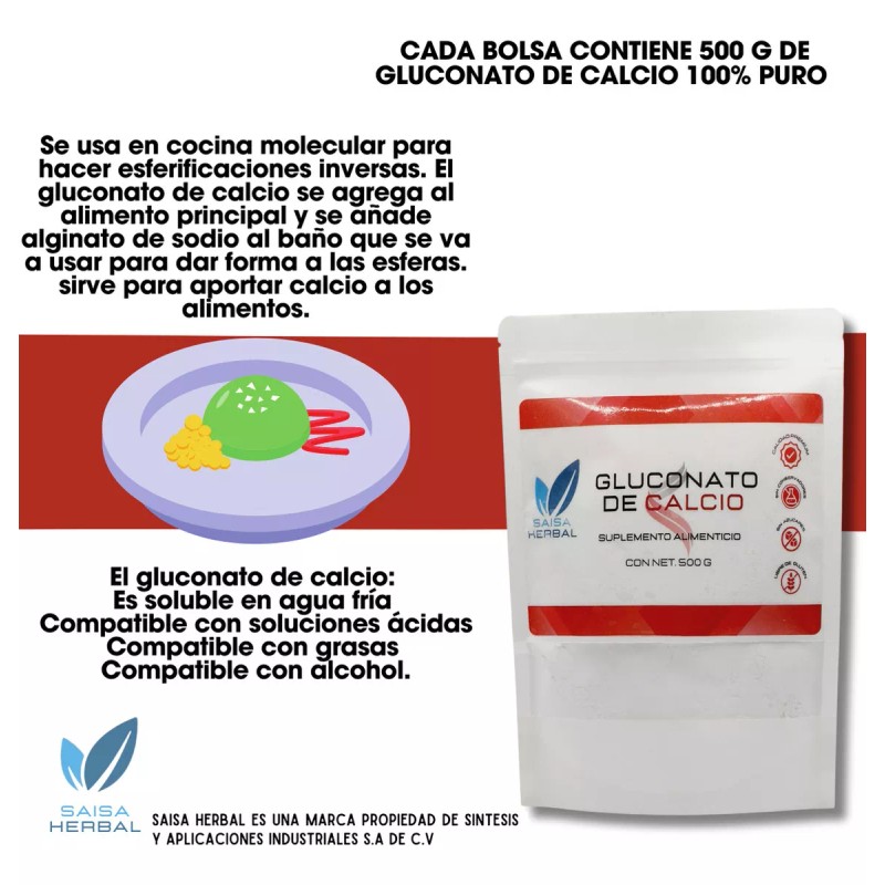 Saisa Herbal Gluconato De Calcio Bolsa Con 1 Kg. Sabor