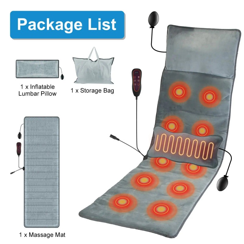Full Body Electric Massage Mat with Heat Vibration Inflatable Head