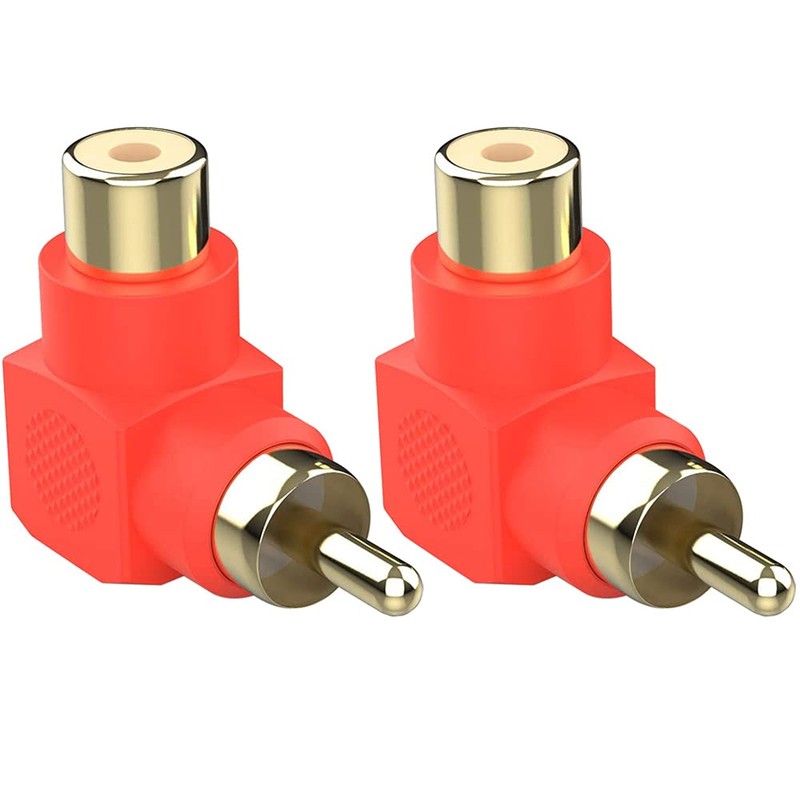 Greluma 8pcs Gold Plated RCA Male to RCA Female 90