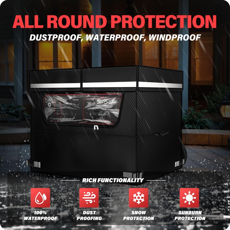 Running Generator Cover, 38"Lx28"Wx27"H Universal-size Generator Cover. 600D+210D Heat-reflective Lining.