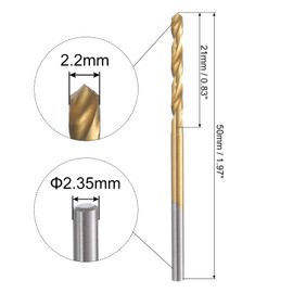 sourcing map 10Pcs Mini Twist Drill Bit Set 0.6/0.9/1/1.1/1.25/1.5/1.6/1.75/1.95/2.2mm Dia Micro Engraving Drill Bits, High-Speed Steel 2.35mm Shank Titanium Coated for DIY Resin, Wood, Amber