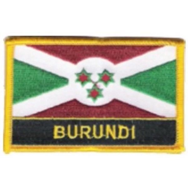 BURUNDI FLAG EMBROIDERED PATCH WITH NAME - IRON-ON - NEW
