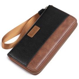 SENDEFN Womens Wallet Genuine Leather Wristlet Wallets for Women Clutch Card Holder Zipper Around Long Purse