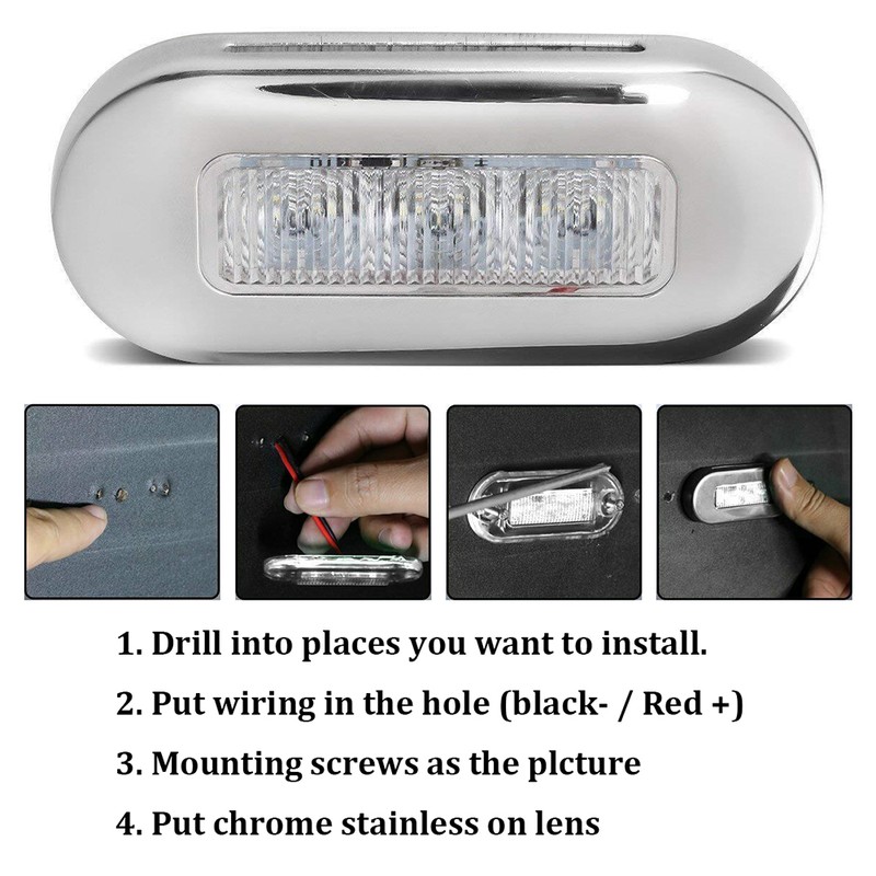 12V DC LED Walkway Courtesy Light Oval Shape 3 Lamp