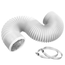 TEAIERXY 4 Inch 16ft Dryer Vent Hose,Flexible Insulated Air Ducting,Vent Hose PVC Aluminum Foil with 2 Clamps for HVAC Ventilation(White)